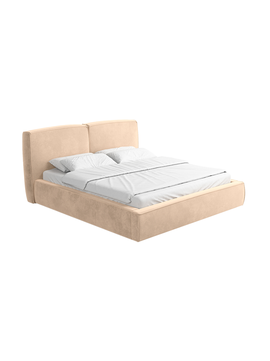 
Design Polsterbett „Zayna“ mit Ablagefach, Samt Beige - 140 x 200 cm