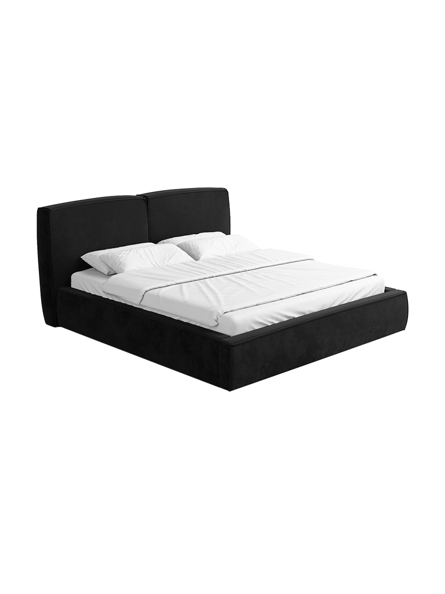 
Design Polsterbett „Zayna“ mit Ablagefach, Samt Schwarz - 140 x 200 cm