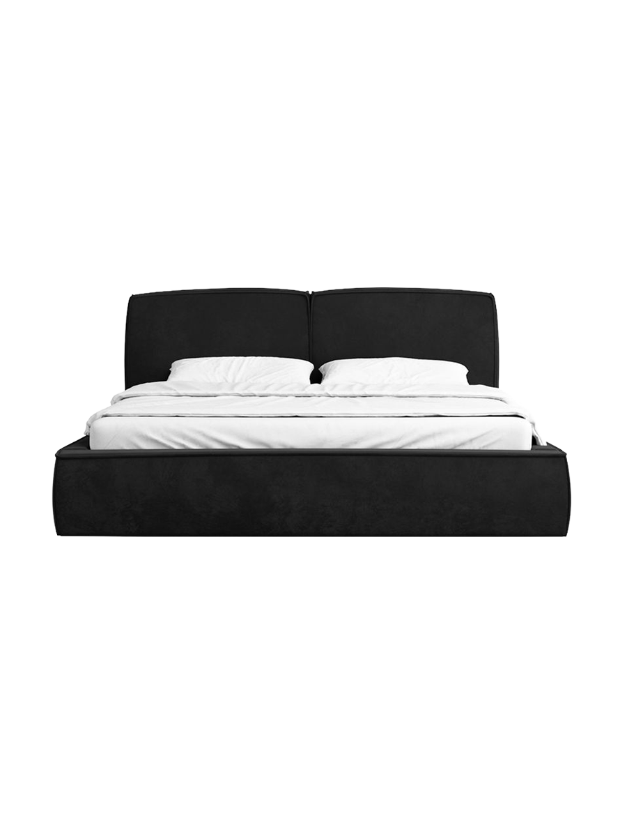 
Design Polsterbett „Zayna“ mit Ablagefach, Samt Schwarz - 140 x 200 cm