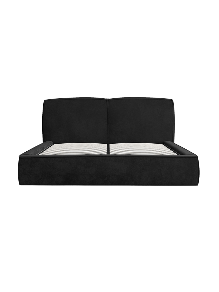 
Design Polsterbett „Zayna“ mit Ablagefach, Samt Schwarz - 140 x 200 cm