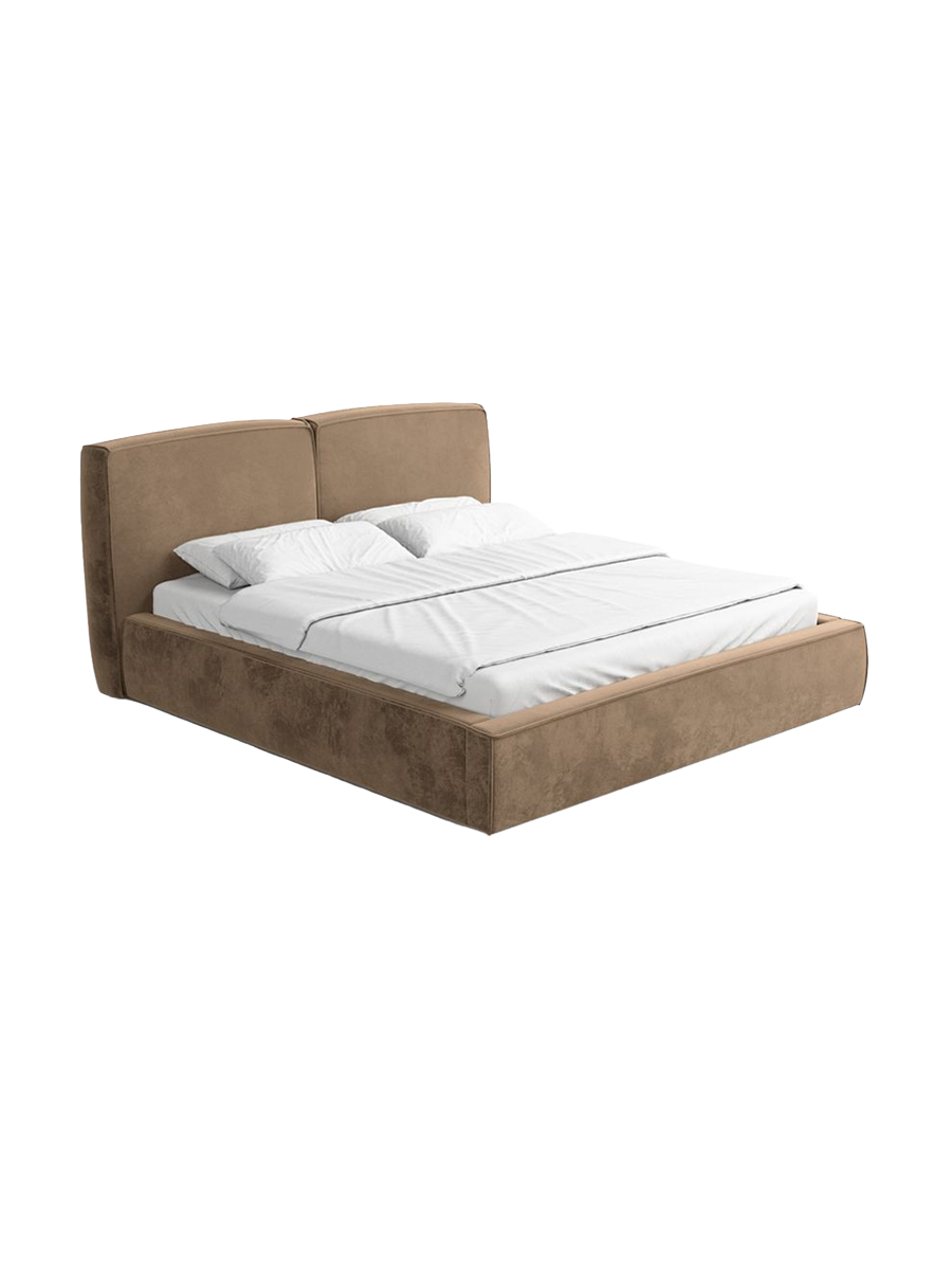 
Design Polsterbett „Zayna“ mit Ablagefach, Samt Braun - 140 x 200 cm