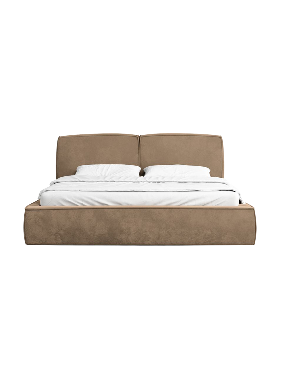 
Design Polsterbett „Zayna“ mit Ablagefach, Samt Braun - 140 x 200 cm