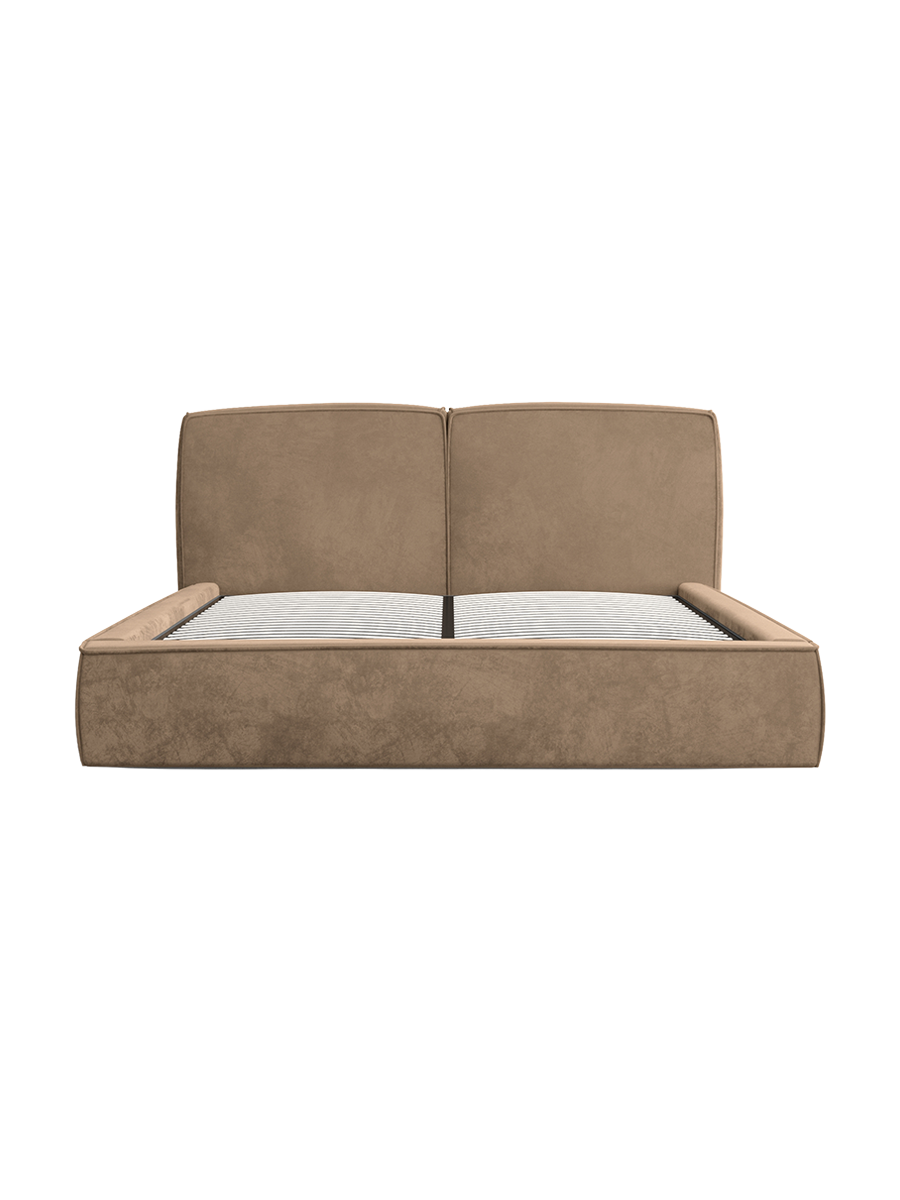 
Design Polsterbett „Zayna“ mit Ablagefach, Samt Braun - 140 x 200 cm