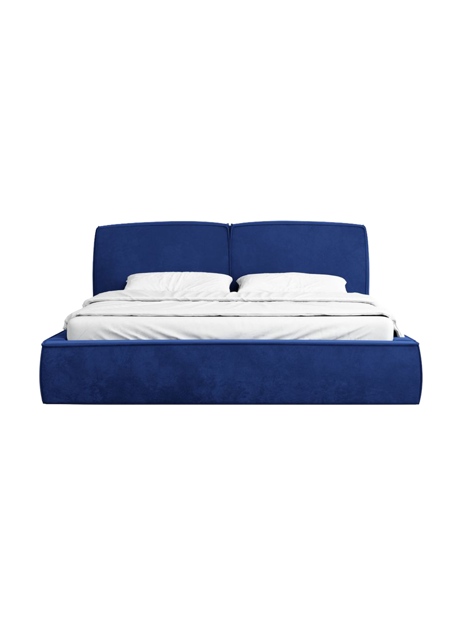 
Design Polsterbett „Zayna“ mit Ablagefach, Samt Blau - 140 x 200 cm