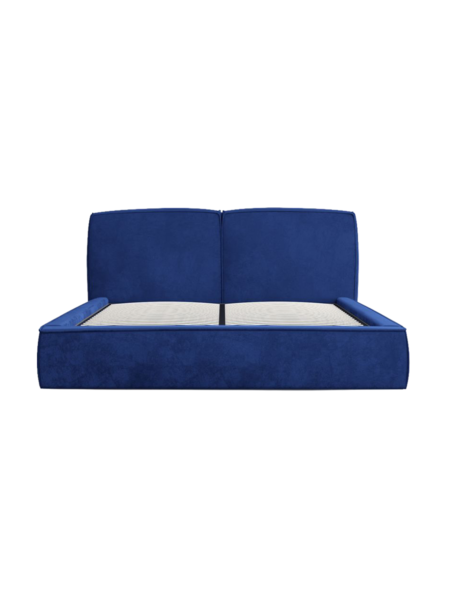 
Design Polsterbett „Zayna“ mit Ablagefach, Samt Blau - 140 x 200 cm