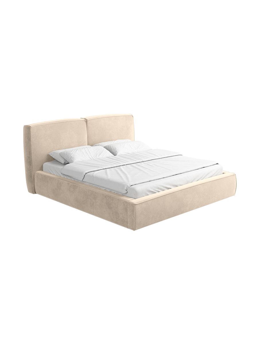 
Design Polsterbett „Zayna“ mit Ablagefach, Samt Cream - 140 x 200 cm