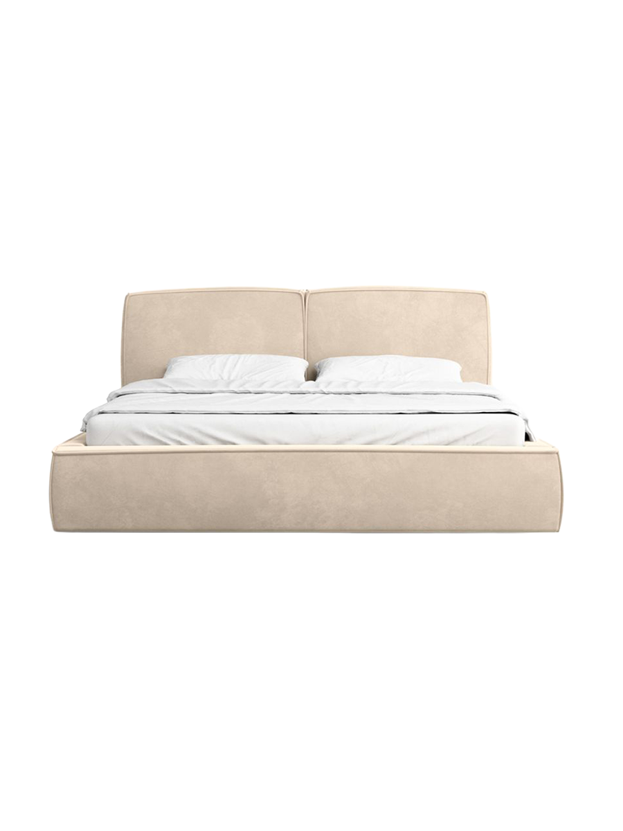 
Design Polsterbett „Zayna“ mit Ablagefach, Samt Cream - 140 x 200 cm