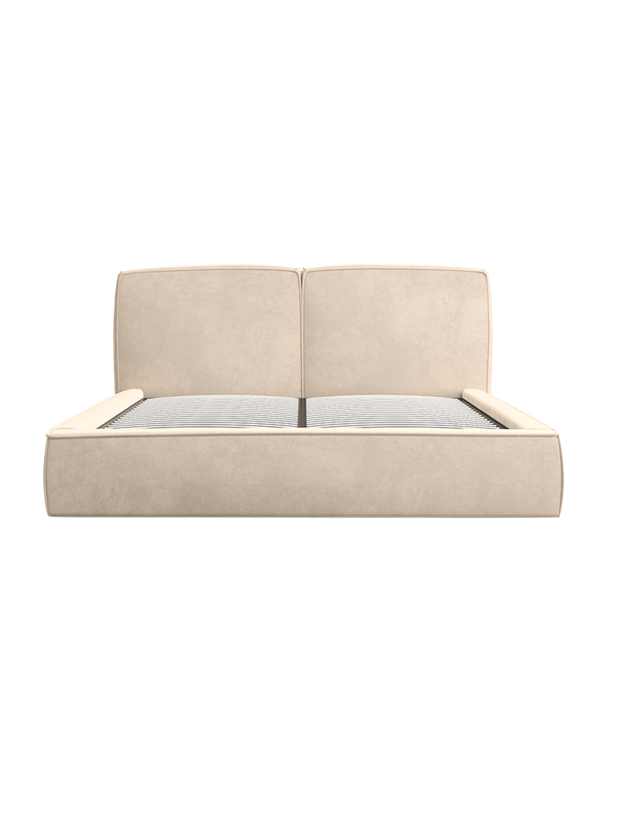 
Design Polsterbett „Zayna“ mit Ablagefach, Samt Cream - 140 x 200 cm