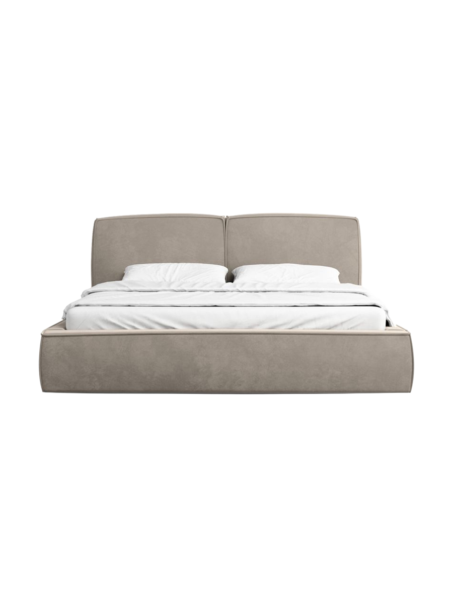 
Design Polsterbett „Zayna“ mit Ablagefach, Samt Beige dunkel - 140 x 200 cm