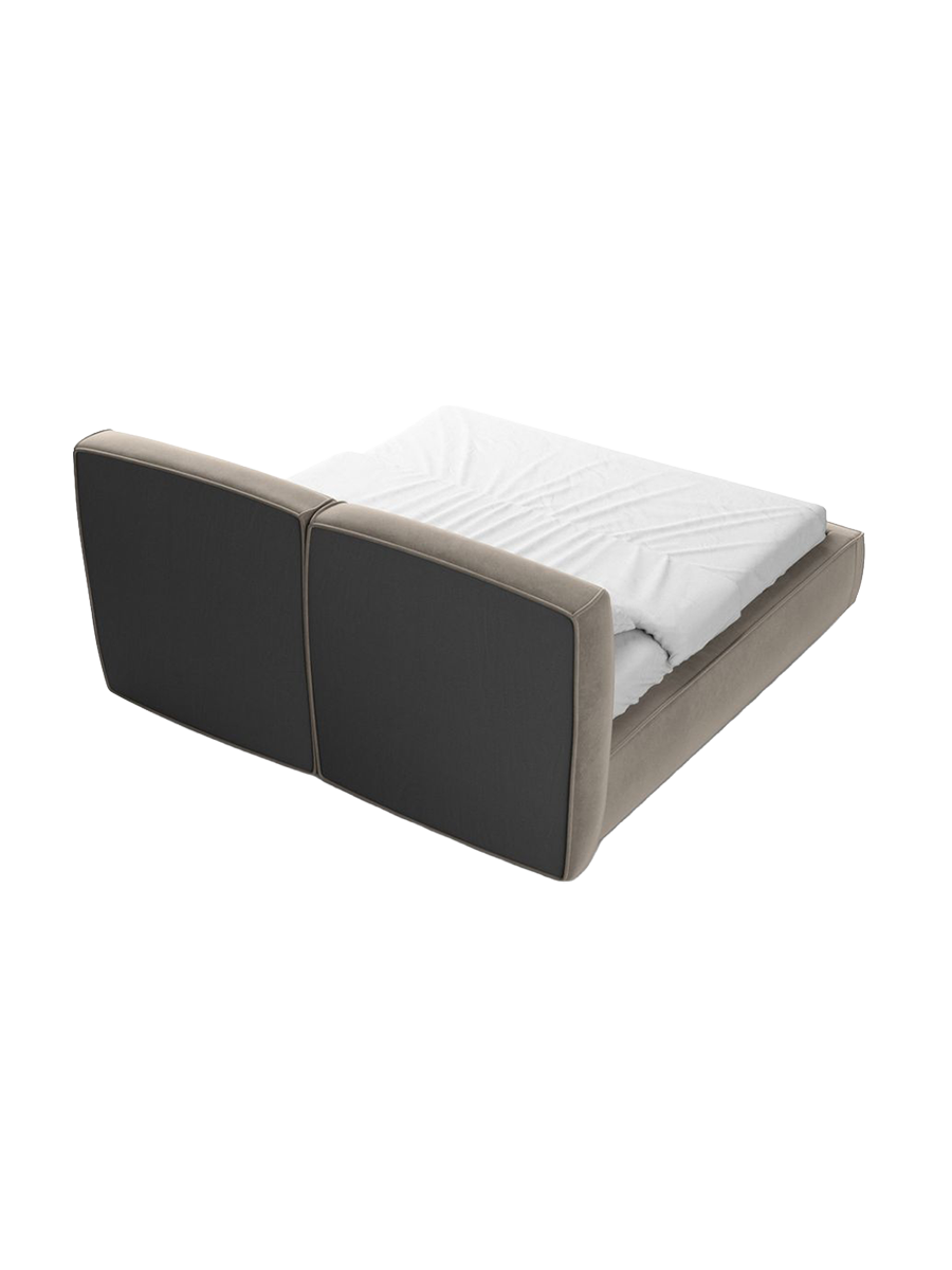 
Design Polsterbett „Zayna“ mit Ablagefach, Samt Beige dunkel - 140 x 200 cm
