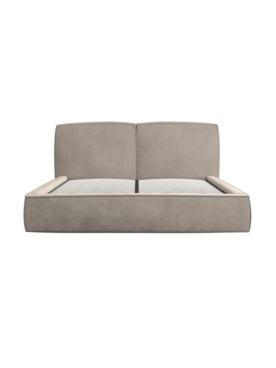 
Design Polsterbett „Zayna“ mit Ablagefach, Samt Beige dunkel - 140 x 200 cm