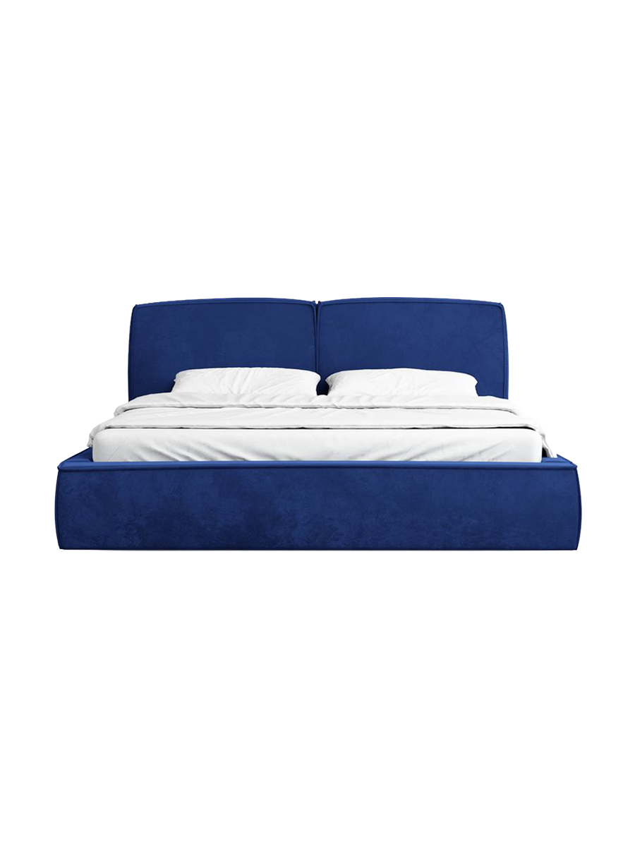 
Design Polsterbett „Zayna“ mit Ablagefach, Samt Dunkelblau - 140 x 200 cm