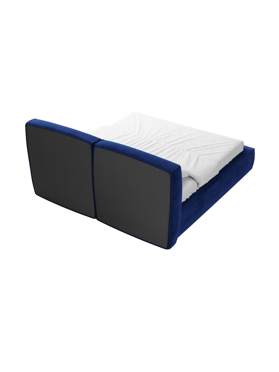 
Design Polsterbett „Zayna“ mit Ablagefach, Samt Dunkelblau - 140 x 200 cm
