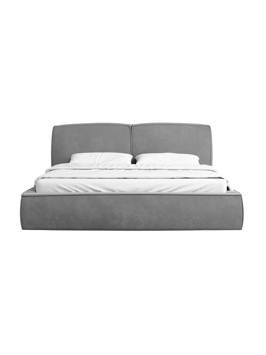 
Design Polsterbett „Zayna“ mit Ablagefach, Samt Grau - 140 x 200 cm