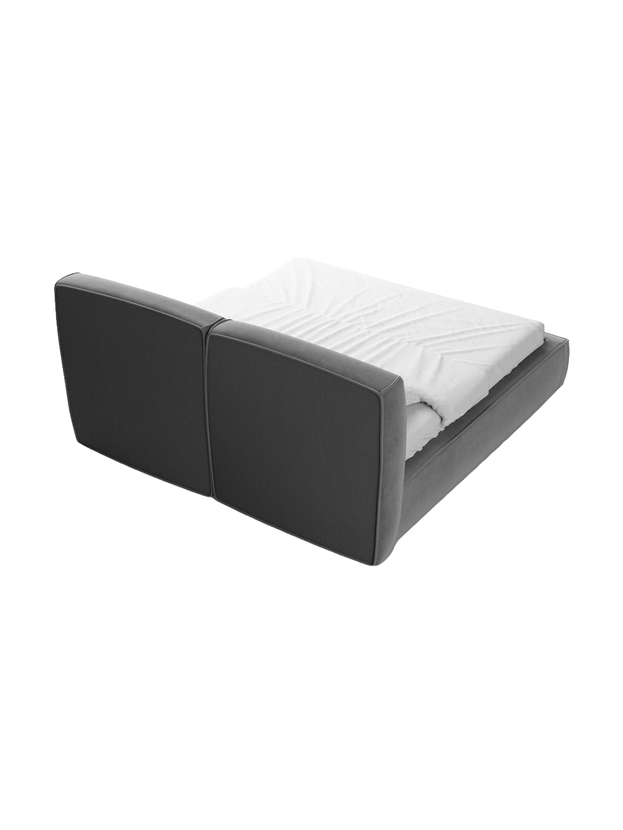 
Design Polsterbett „Zayna“ mit Ablagefach, Samt Grau - 140 x 200 cm