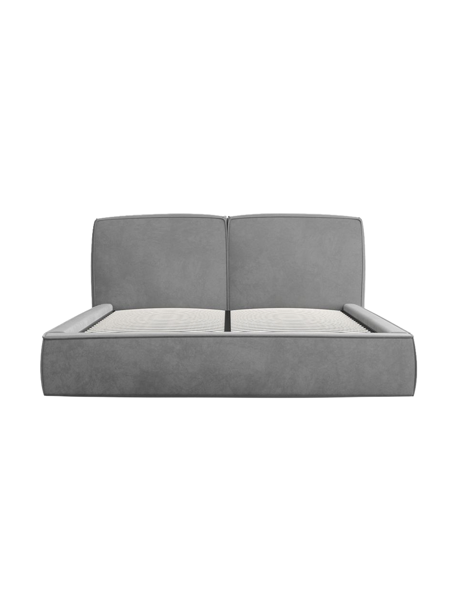 
Design Polsterbett „Zayna“ mit Ablagefach, Samt Grau - 140 x 200 cm