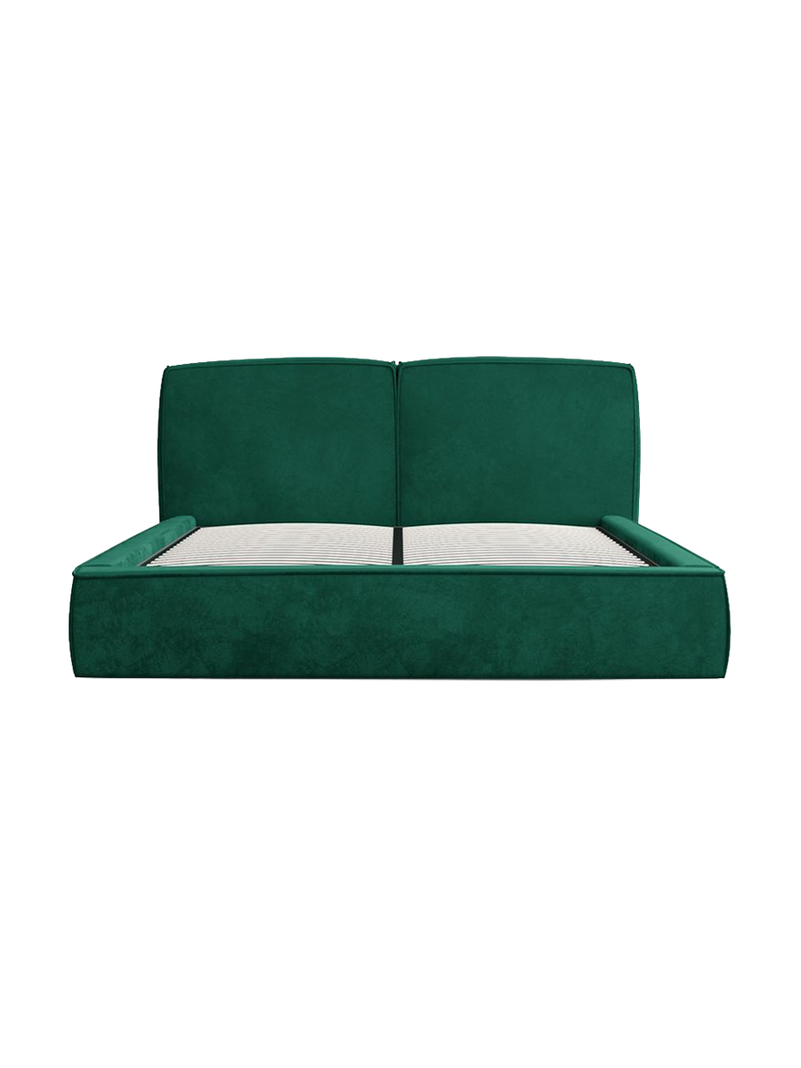 
Design Polsterbett „Zayna“ mit Ablagefach, Samt Grün - 140 x 200 cm