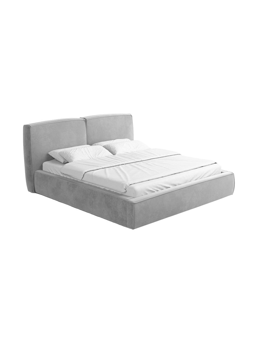 
Design Polsterbett „Zayna“ mit Ablagefach, Samt Hellgrau - 140 x 200 cm
