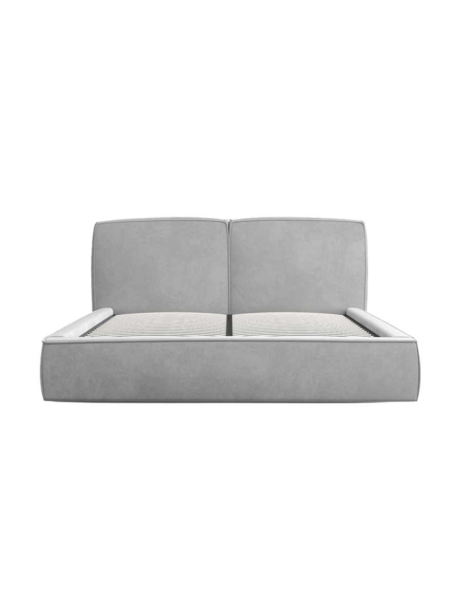 
Design Polsterbett „Zayna“ mit Ablagefach, Samt Hellgrau - 140 x 200 cm