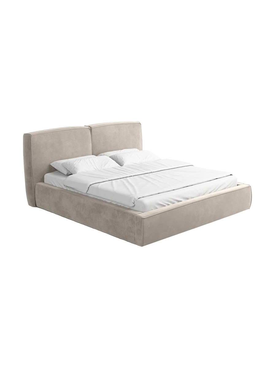 
Design Polsterbett „Zayna“ mit Ablagefach, Samt Sand - 140 x 200 cm