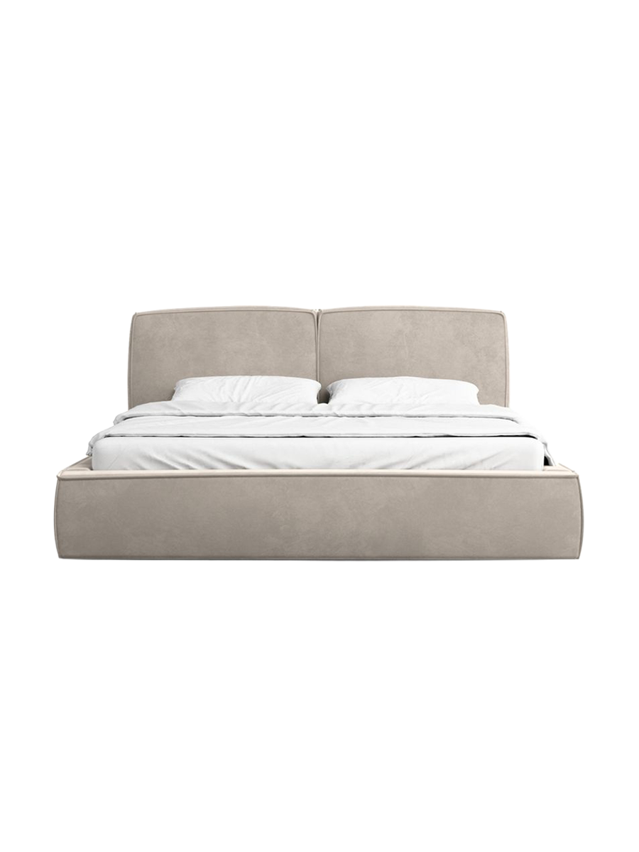 
Design Polsterbett „Zayna“ mit Ablagefach, Samt Sand - 140 x 200 cm