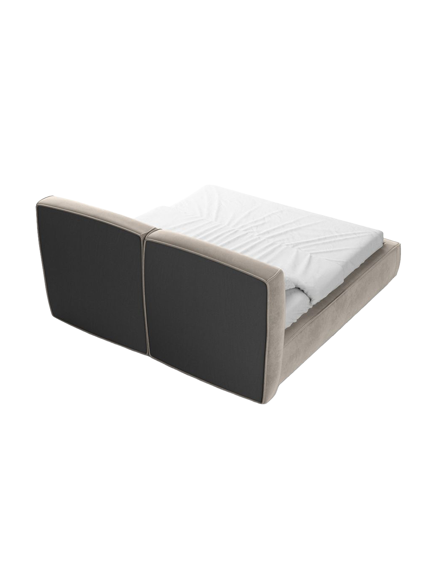 
Design Polsterbett „Zayna“ mit Ablagefach, Samt Sand - 140 x 200 cm
