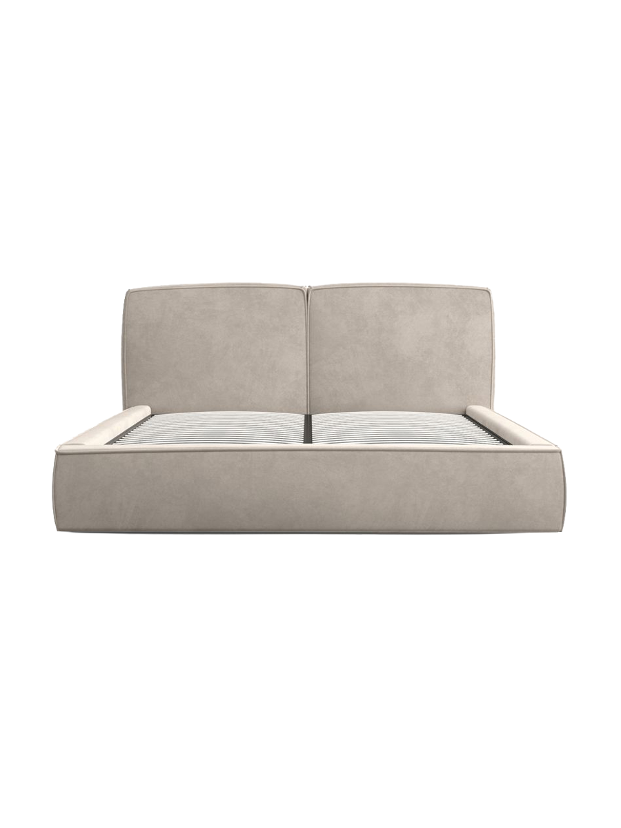 
Design Polsterbett „Zayna“ mit Ablagefach, Samt Sand - 140 x 200 cm