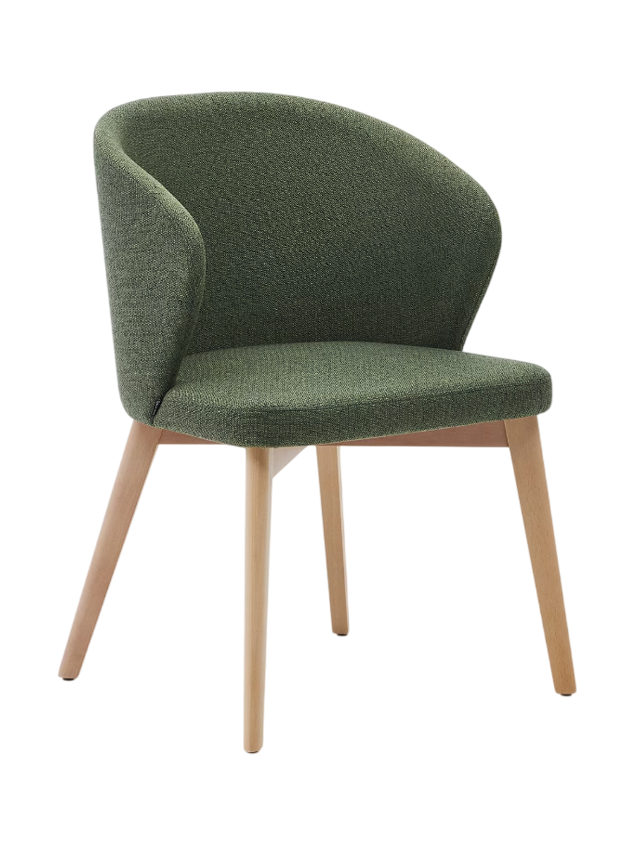 
Design Esszimmerstuhl „Darica“ mit Armlehnen - Natural / Grün
