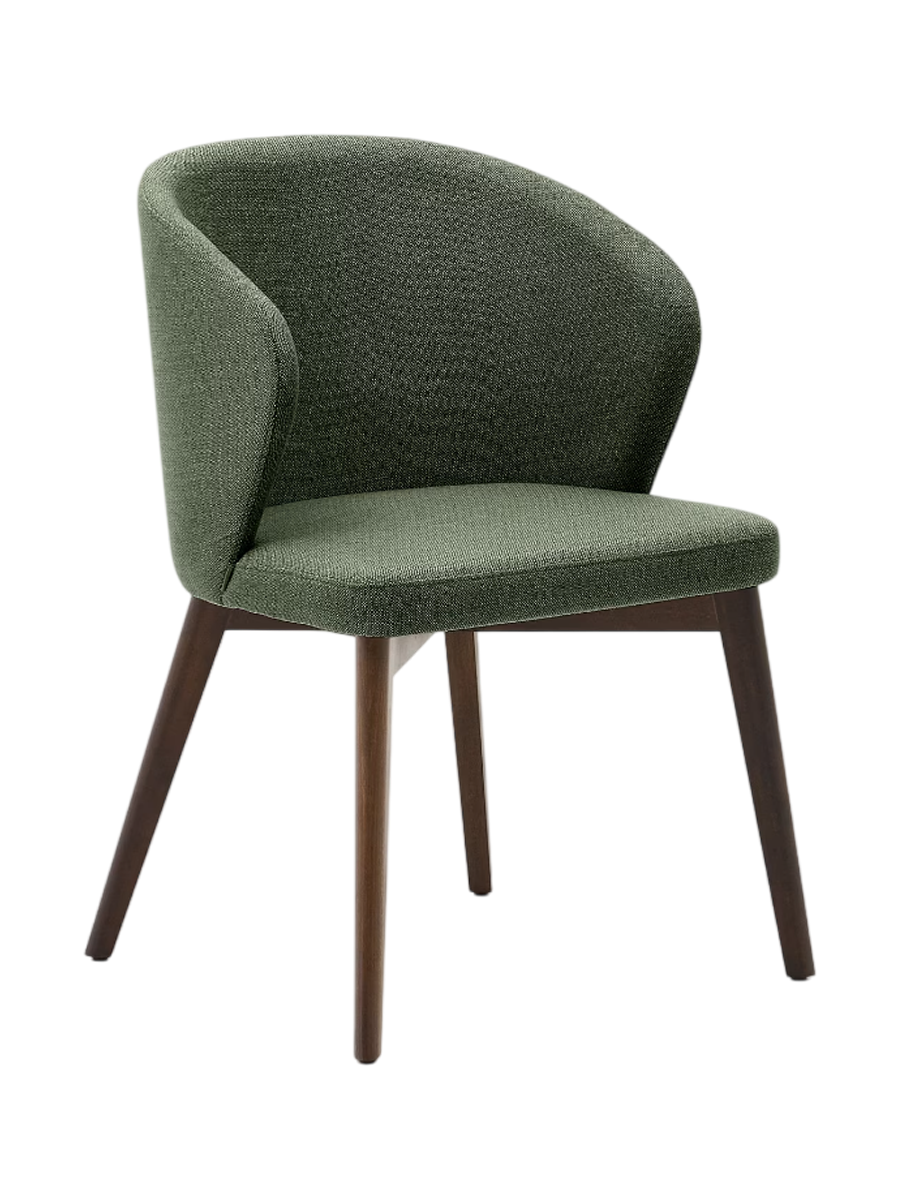 
Design Esszimmerstuhl „Darica“ mit Armlehnen - Nussbaum / Grün