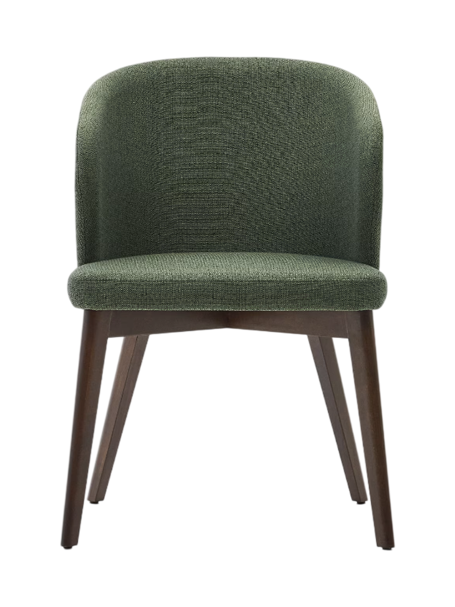 
Design Esszimmerstuhl „Darica“ mit Armlehnen - Nussbaum / Grün