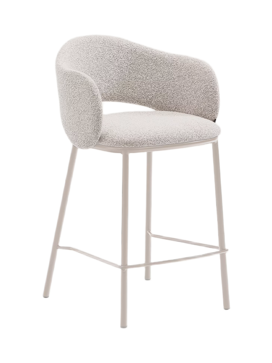 
Tabouret de bar design « Mainno » avec accoudoirs - Chenille beige