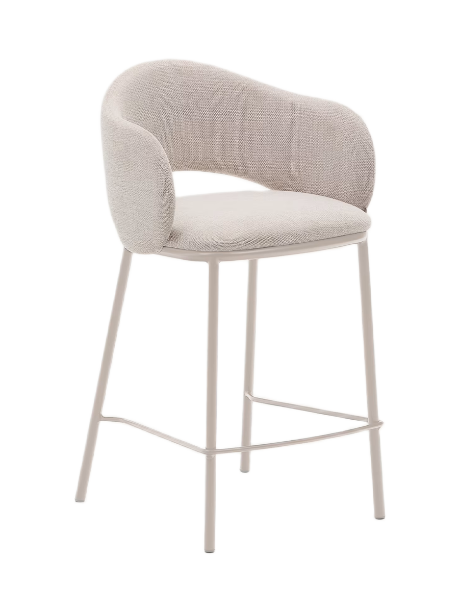 
Tabouret de bar design « Mainno » avec accoudoirs - Tissu structuré beige