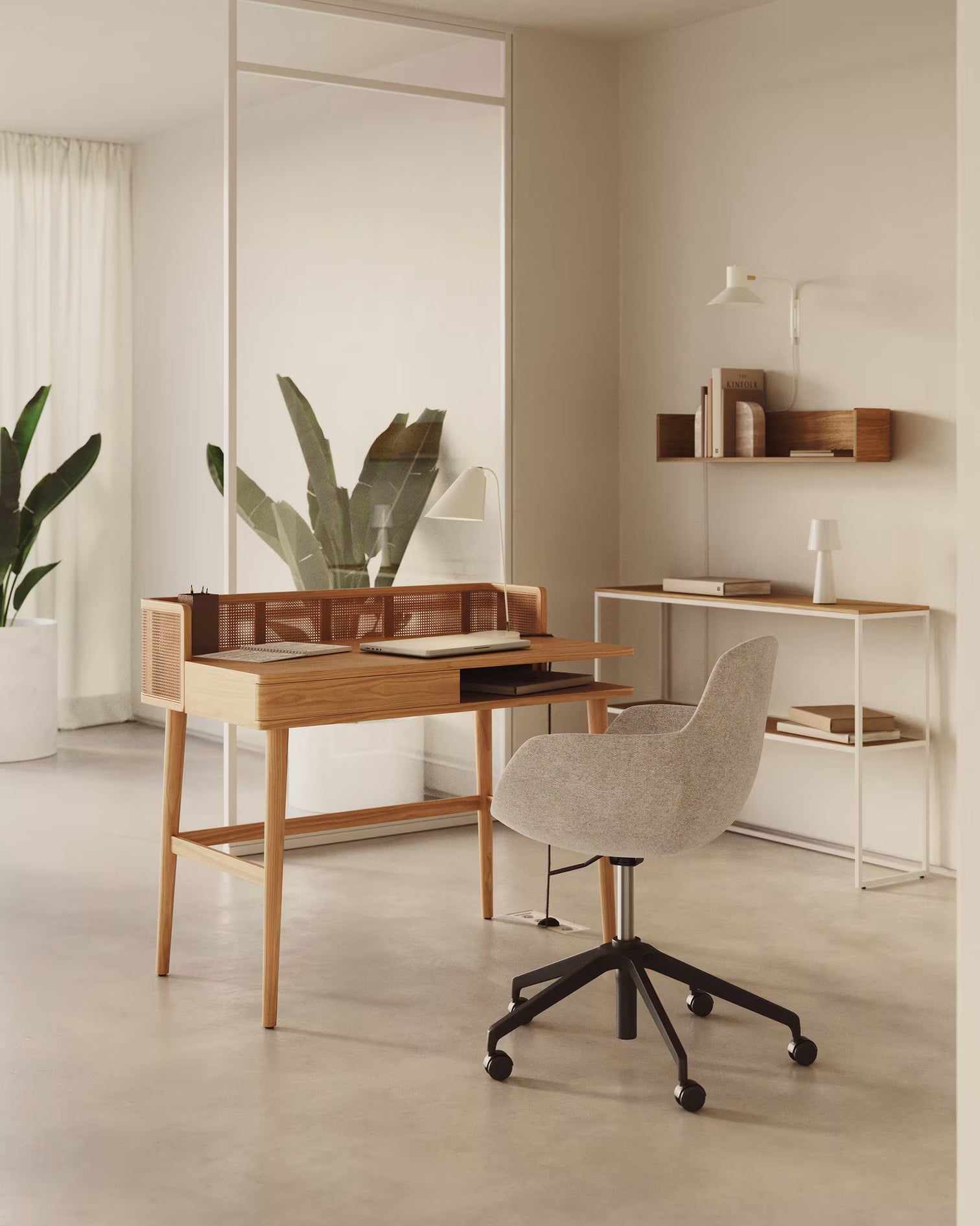
Chaise de bureau design « Tissiano » avec accoudoirs - Beige clair