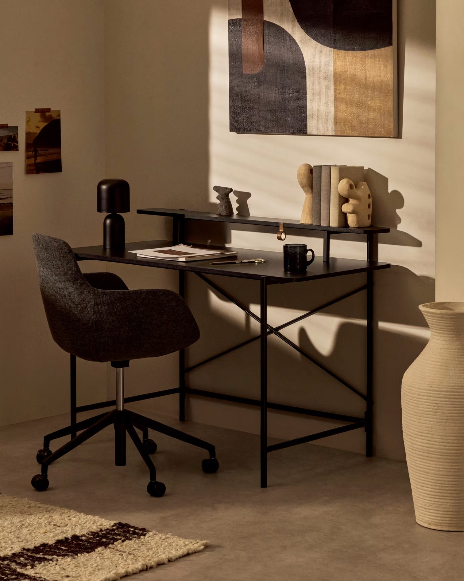 
Chaise de bureau design « Tissiano » avec accoudoirs - Gris foncé