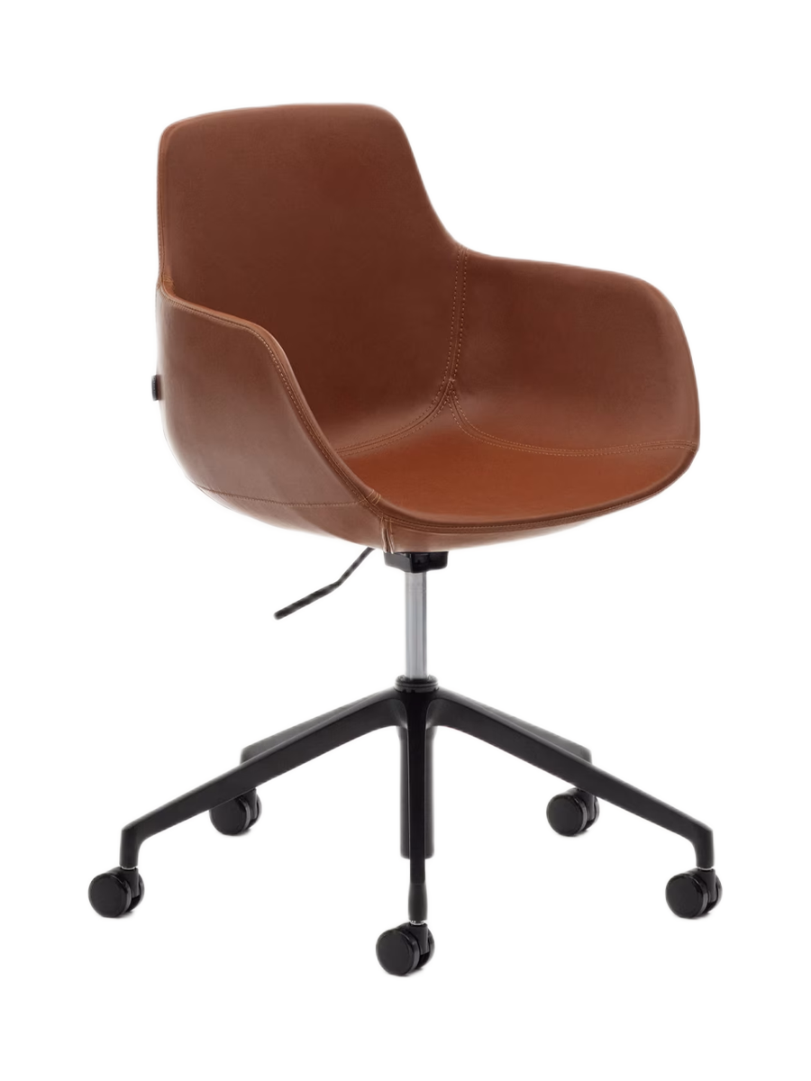 
Chaise de bureau design « Tissiano » avec accoudoirs - Similicuir marron