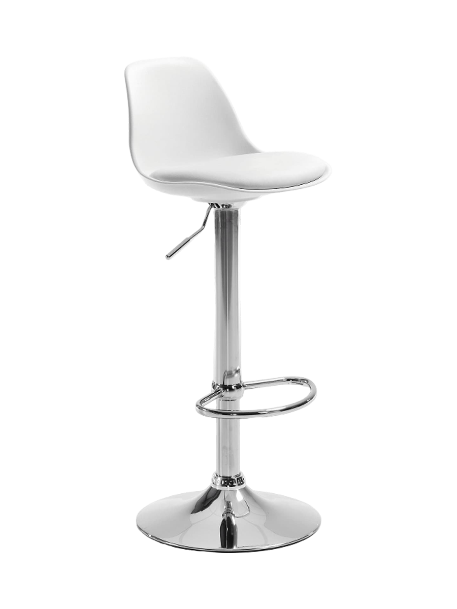 
Tabouret de bar réglable en hauteur et pivotant « Moyo » - Cadre : argent, coque de siège : blanc
