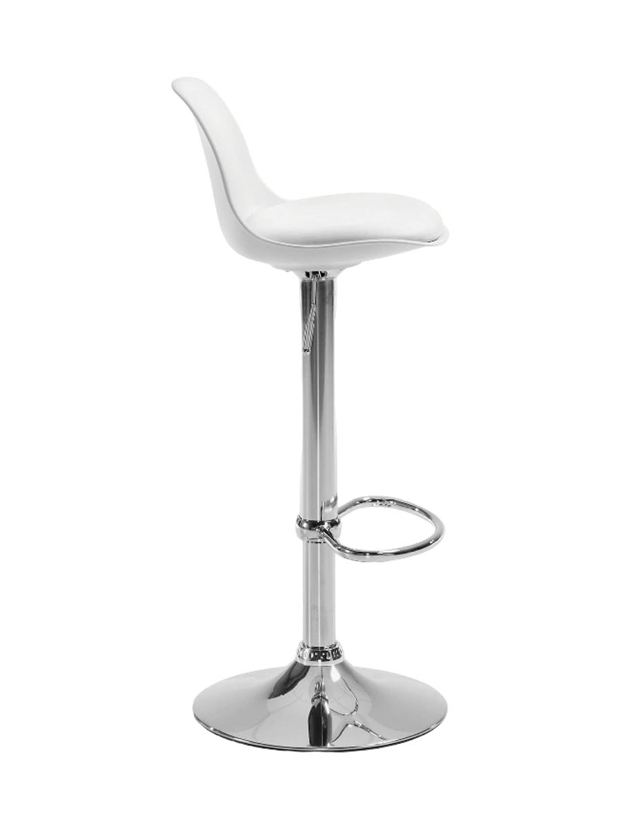 
Tabouret de bar réglable en hauteur et pivotant « Moyo » - Cadre : argent, coque de siège : blanc