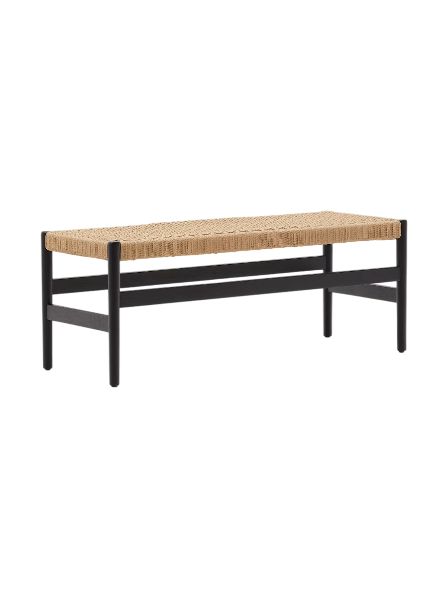 
Banc de salle à manger « Zaido » en bois massif de qualité supérieure - Noir / Naturel