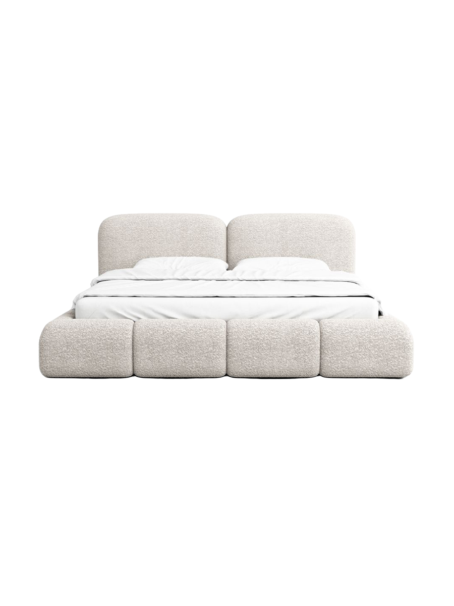 
Design Polsterbett „Mirage“ mit Ablagefach, Bouclé Toffee - 140 x 200 cm