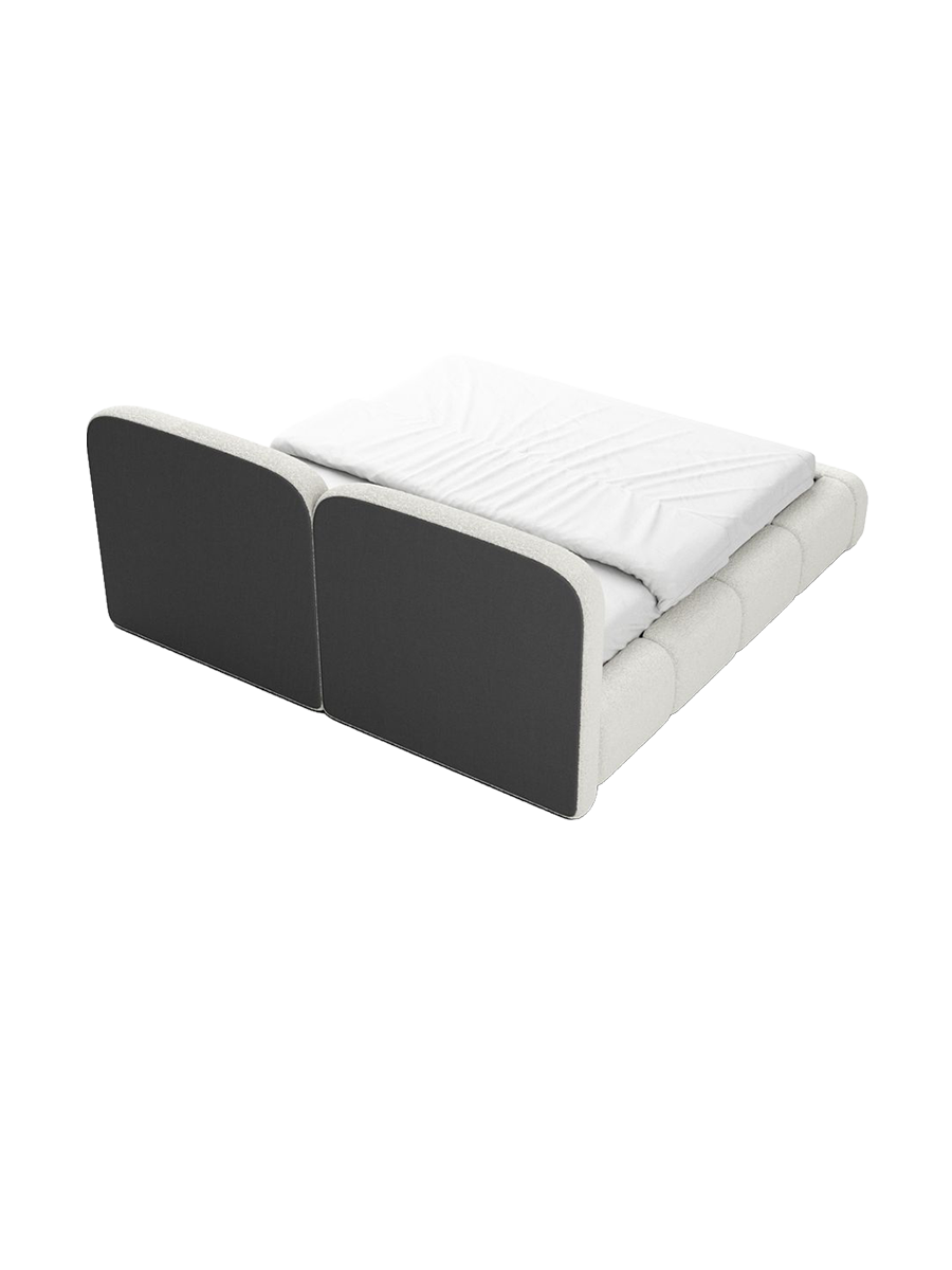 
Design Polsterbett „Mirage“ mit Ablagefach, Bouclé Weiss - 140 x 200 cm