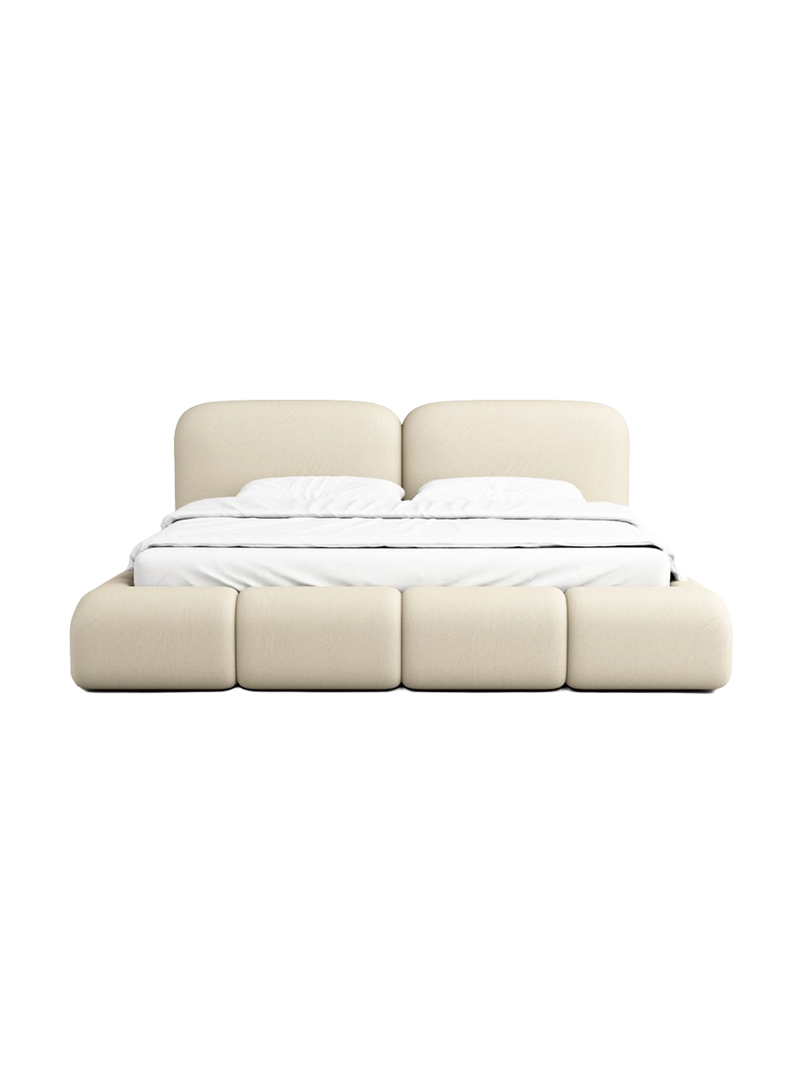 
Design Polsterbett „Mirage“ mit Ablagefach, Kunstleder Beige - 140 x 200 cm