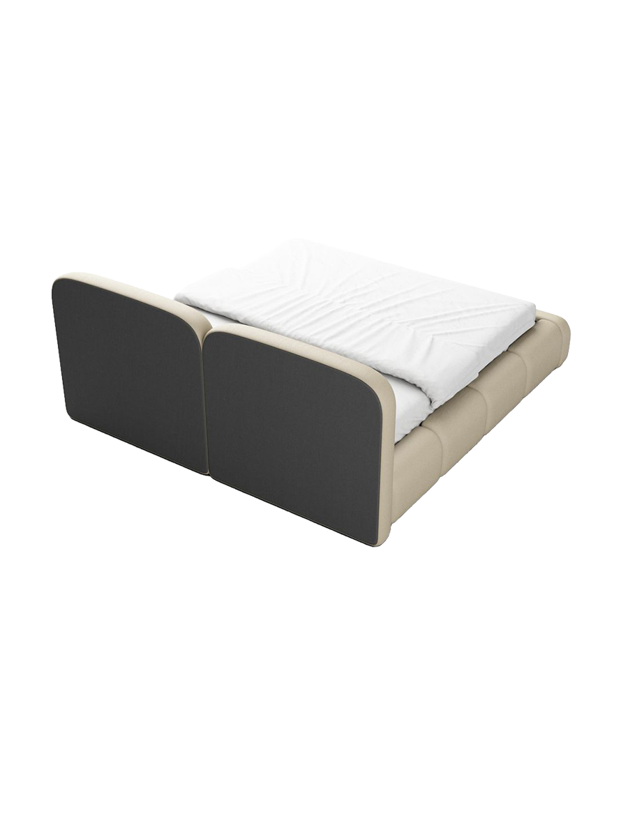 
Design Polsterbett „Mirage“ mit Ablagefach, Kunstleder Beige - 140 x 200 cm