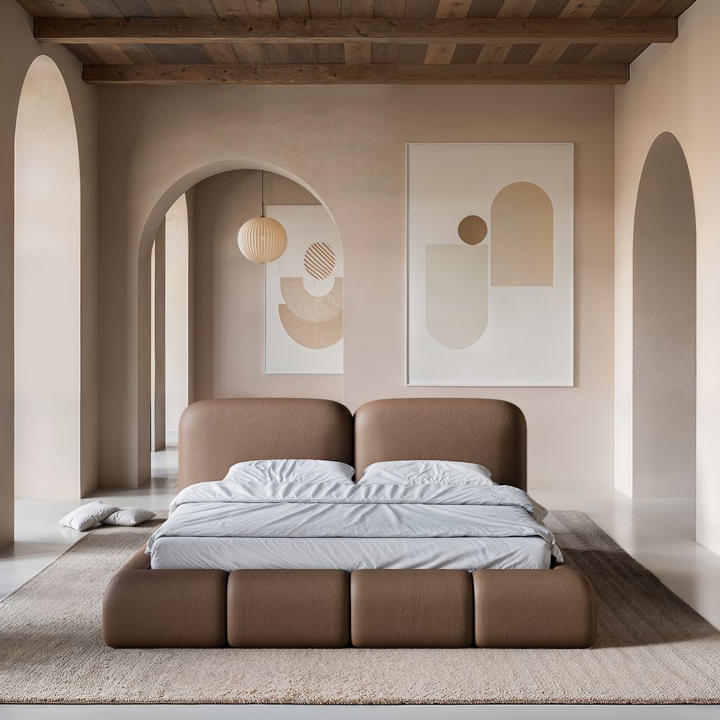 
Design Polsterbett „Mirage“ mit Ablagefach, Kunstleder Choco Brown - 140 x 200 cm