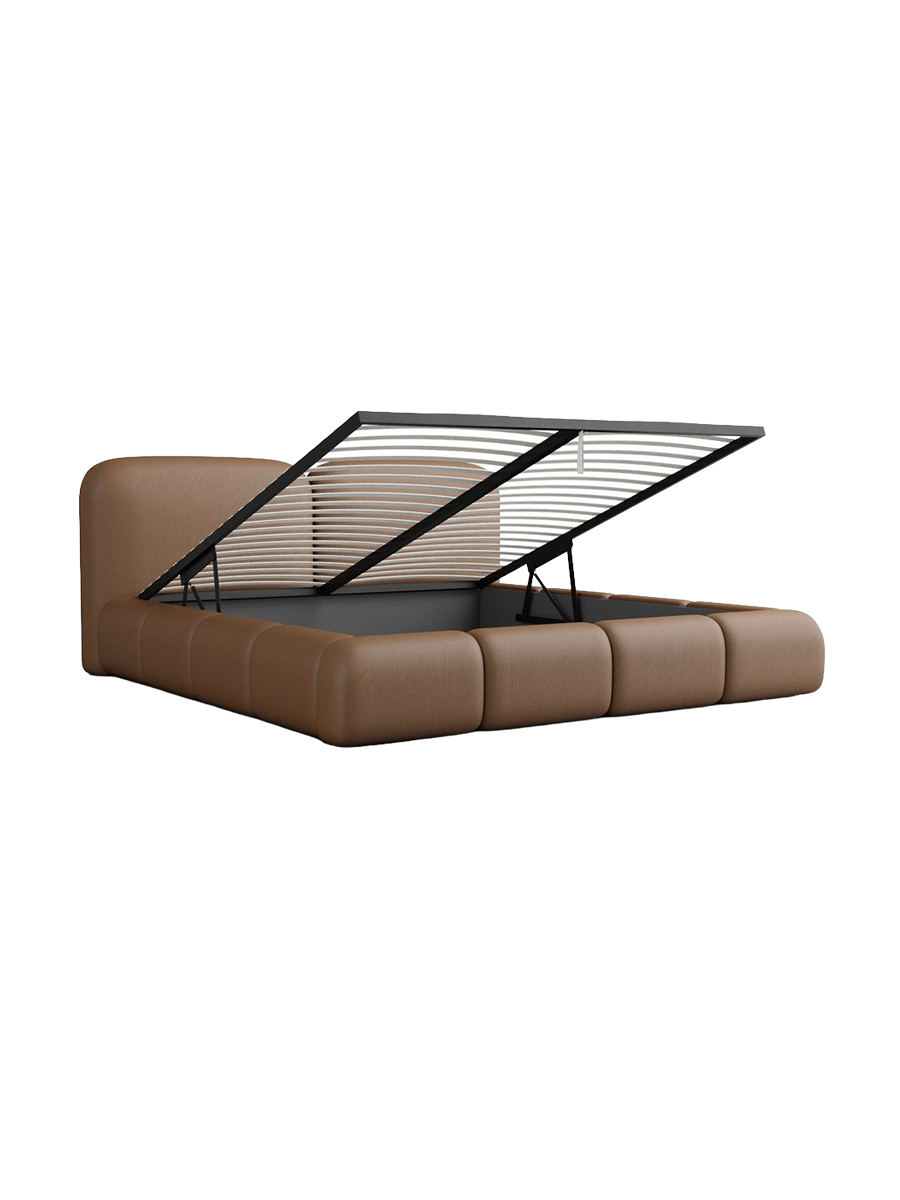 
Design Polsterbett „Mirage“ mit Ablagefach, Kunstleder Choco Brown - 140 x 200 cm