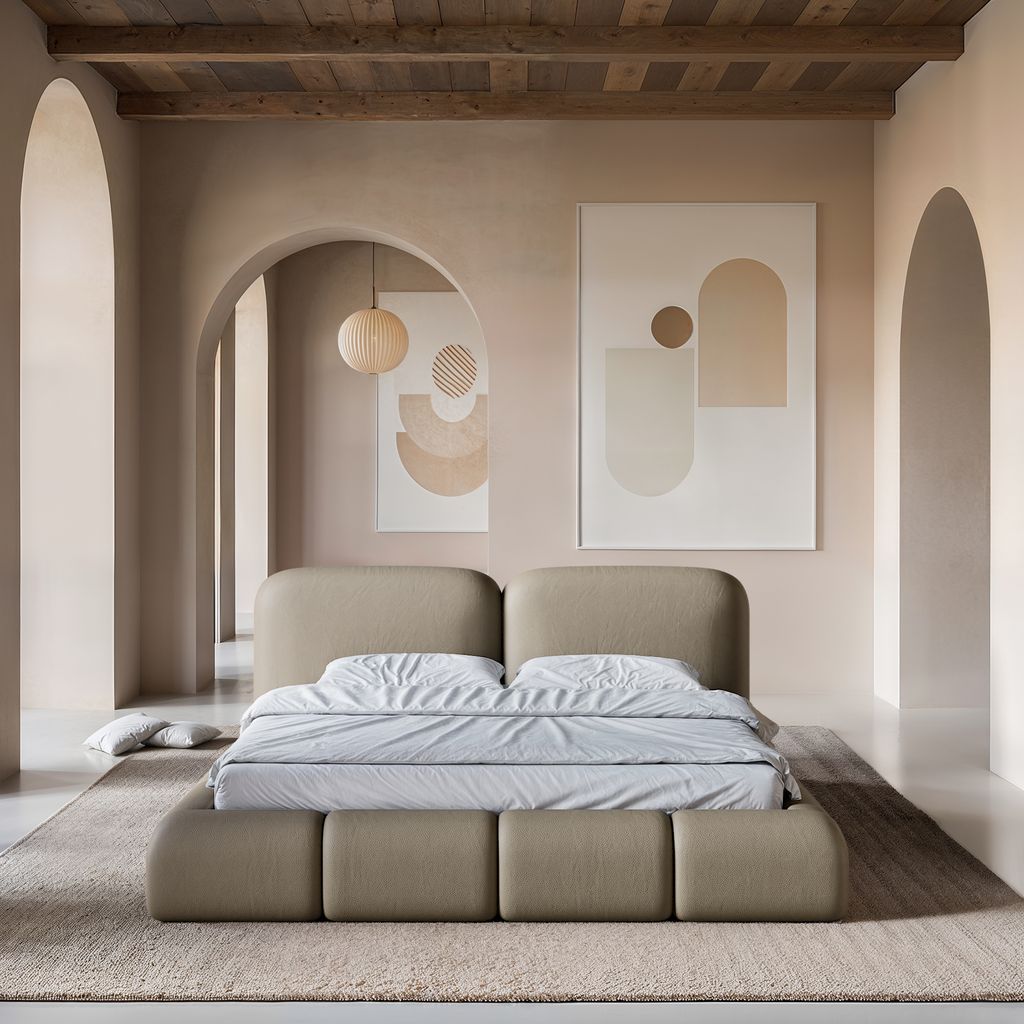 
Design Polsterbett „Mirage“ mit Ablagefach, Kunstleder Beige dunkel - 140 x 200 cm