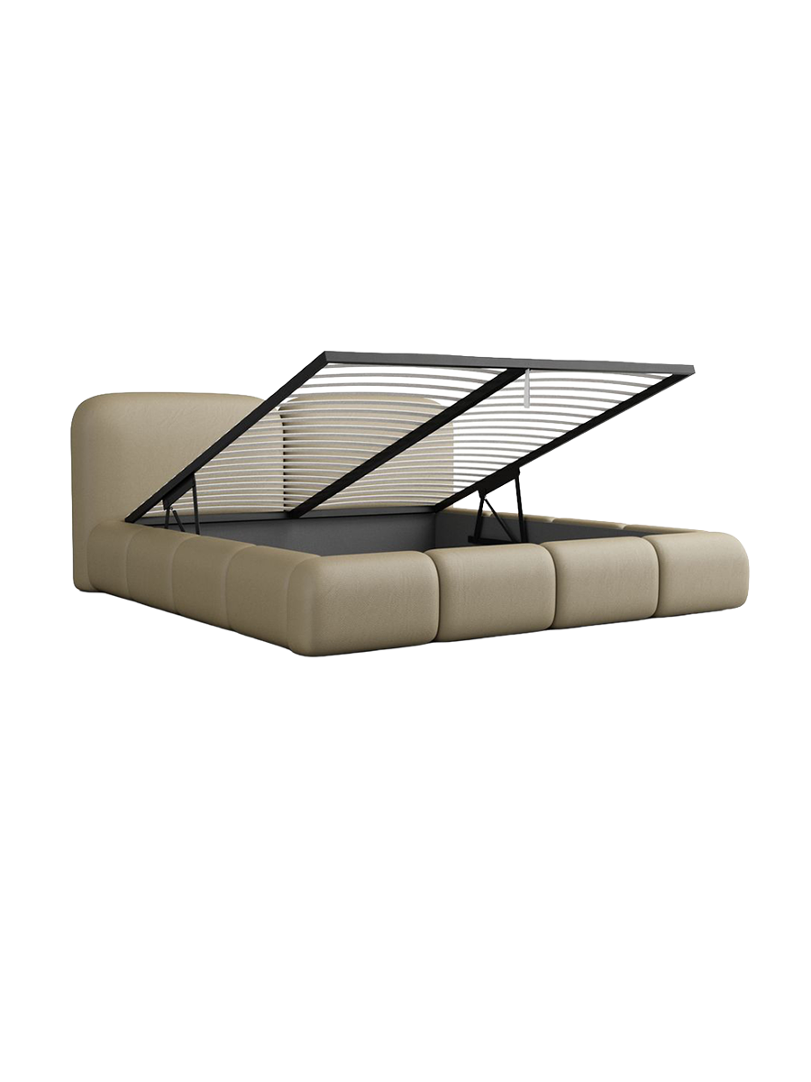 
Design Polsterbett „Mirage“ mit Ablagefach, Kunstleder Beige dunkel - 140 x 200 cm