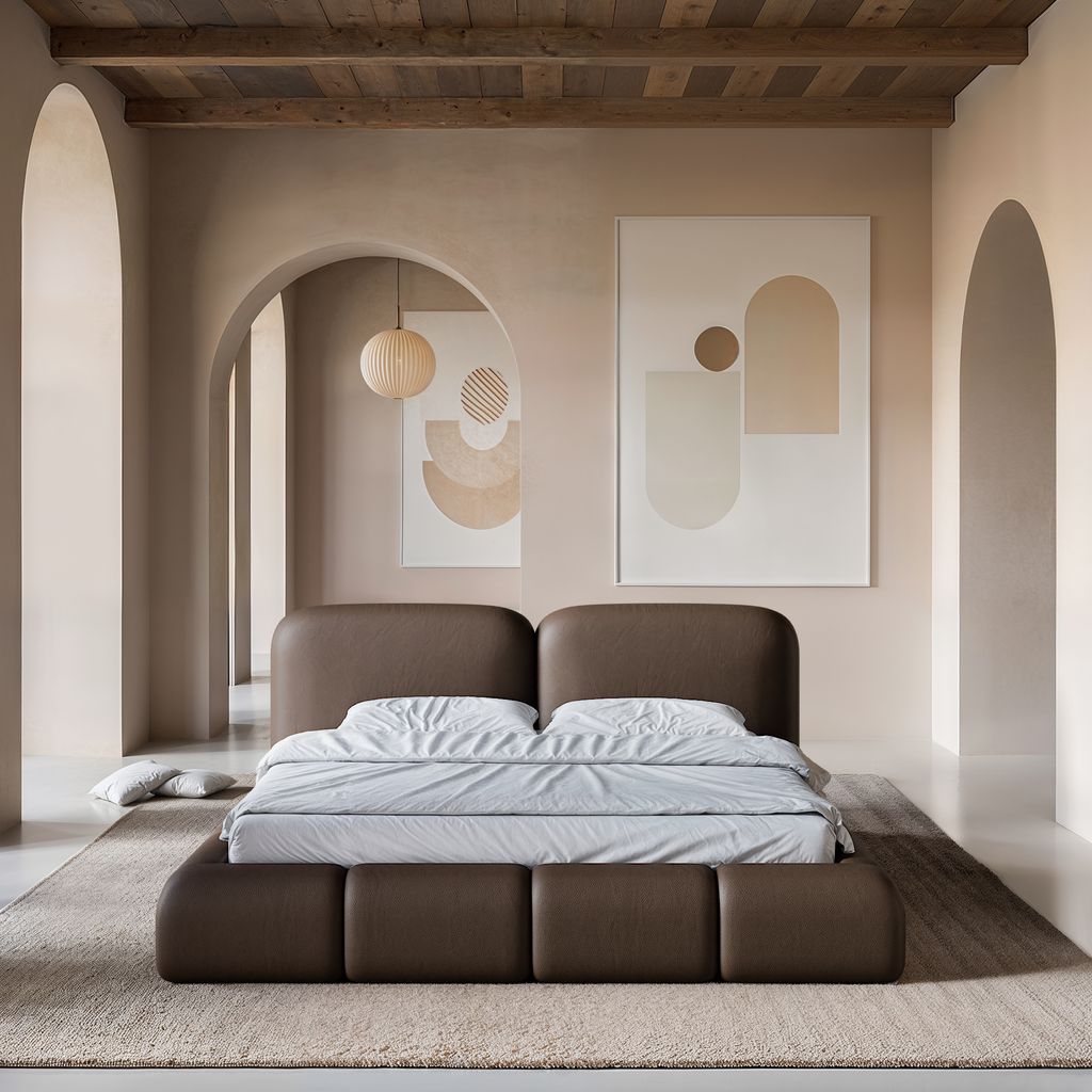 
Design Polsterbett „Mirage“ mit Ablagefach, Kunstleder Dunkelbraun - 140 x 200 cm