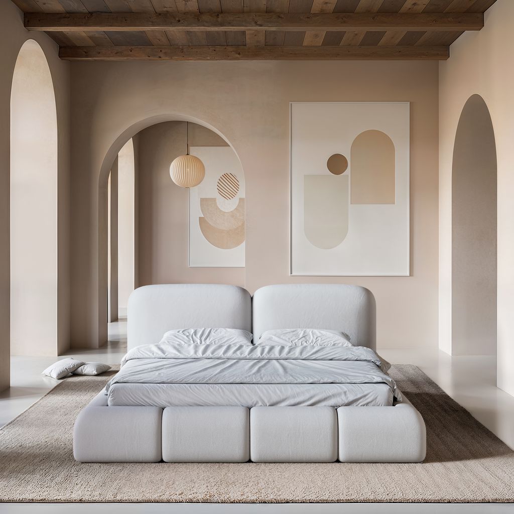 
Design Polsterbett „Mirage“ mit Ablagefach, Kunstleder Weiss - 140 x 200 cm