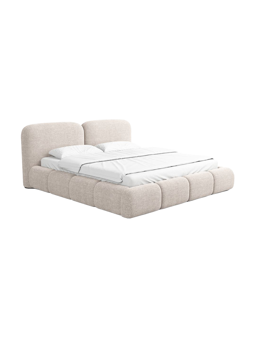 
Design Polsterbett „Mirage“ mit Ablagefach, Webstoff Beige - 140 x 200 cm