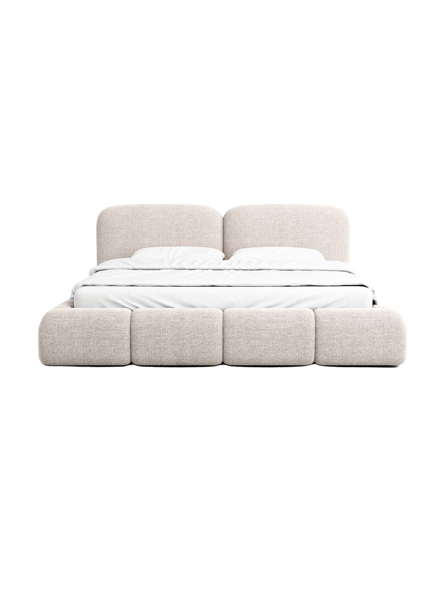 
Design Polsterbett „Mirage“ mit Ablagefach, Webstoff Beige - 140 x 200 cm